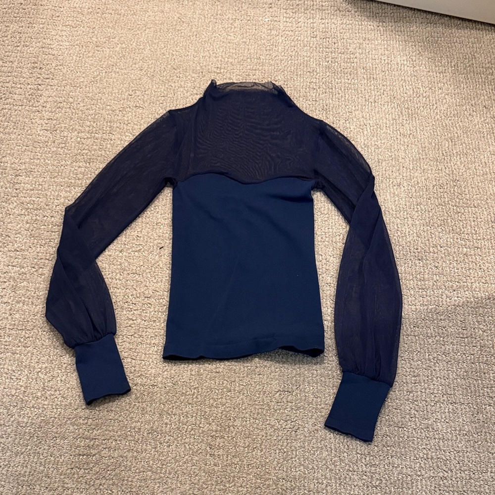 Free People Navy Sheer Blouse